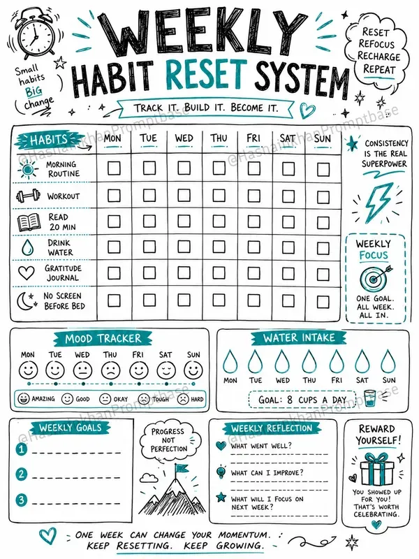 Daily Habit Routine Tracker Sketchnotes