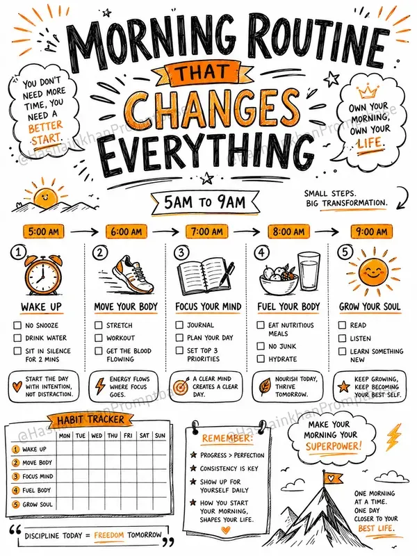 Daily Habit Routine Tracker Sketchnotes