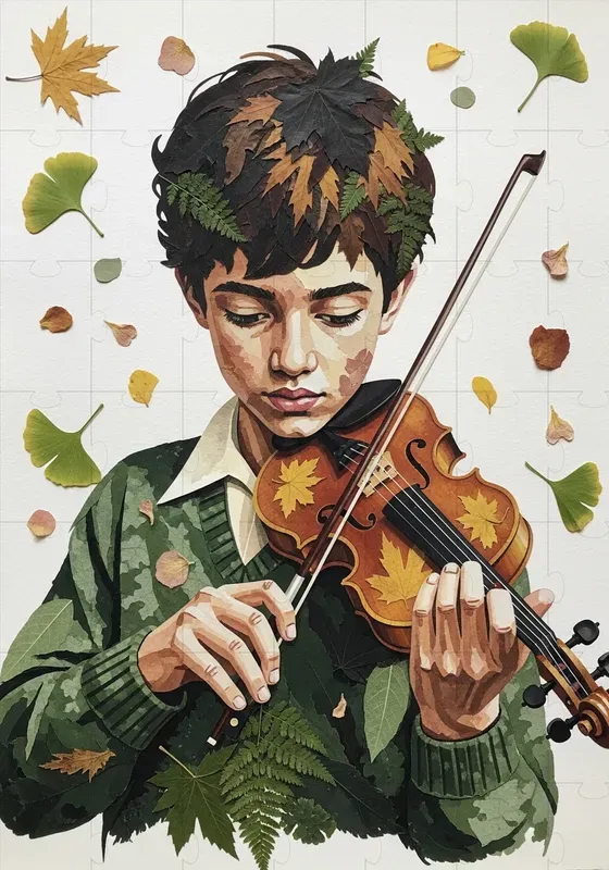 Nature Leaf Collage Art