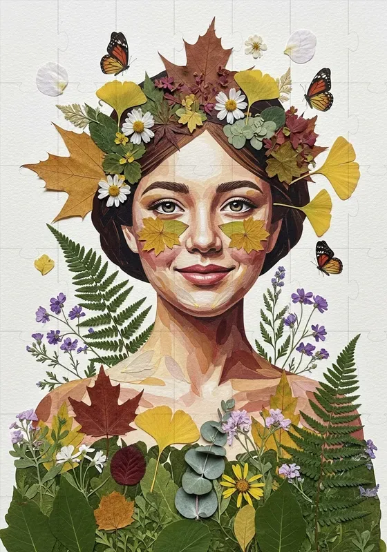 Nature Leaf Collage Art