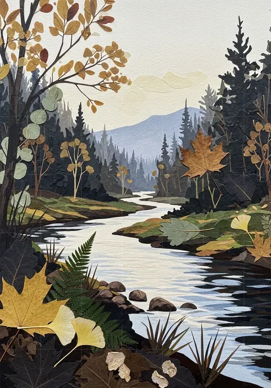 Nature Leaf Collage Art