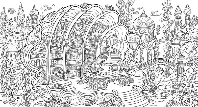 Enchanted Underwater City Coloring Pages