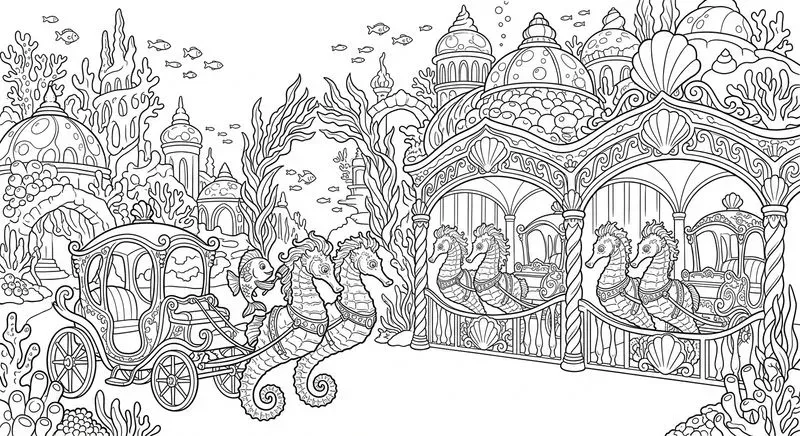 Enchanted Underwater City Coloring Pages