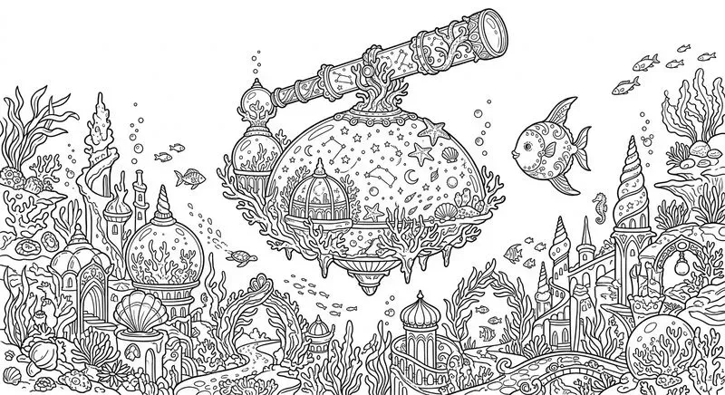 Enchanted Underwater City Coloring Pages