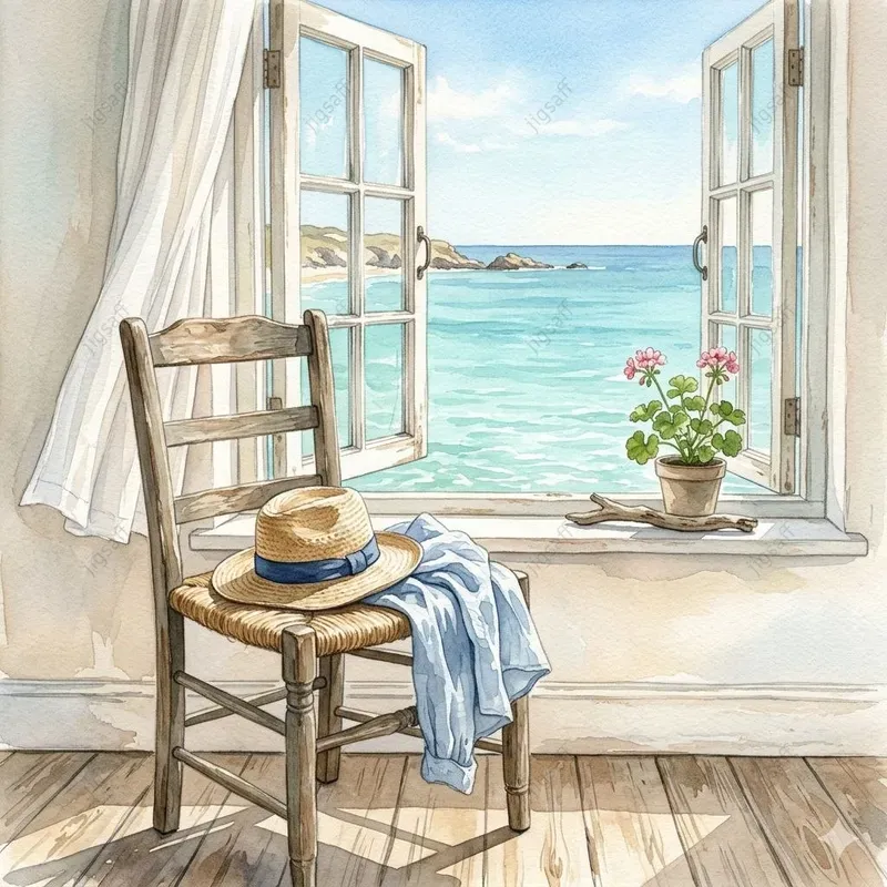 Coastal Serenity Watercolor Interiors
