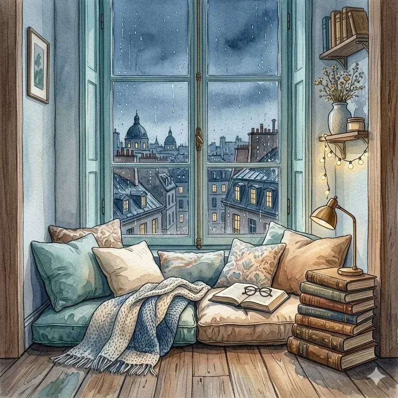 Coastal Serenity Watercolor Interiors