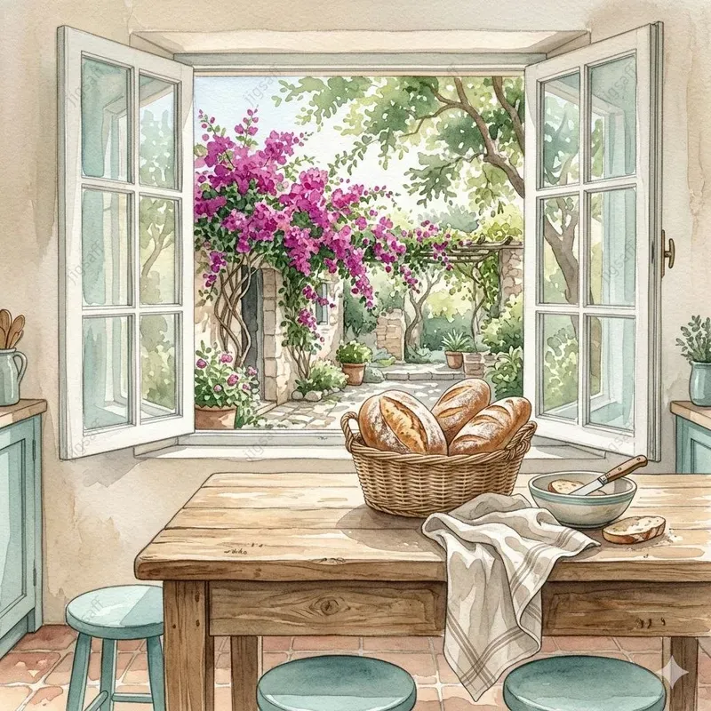 Coastal Serenity Watercolor Interiors
