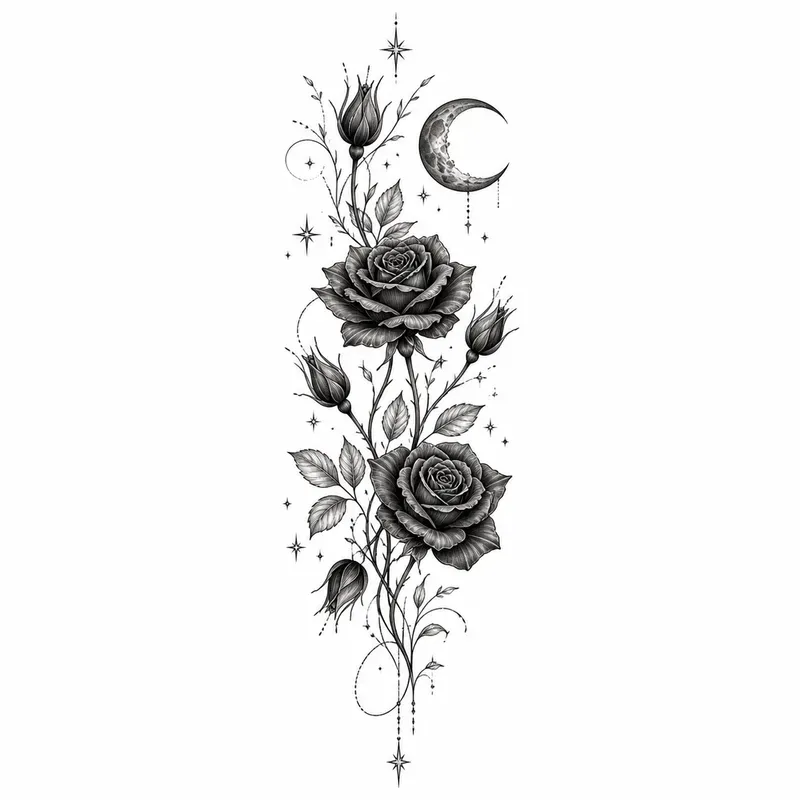 Elegant Botanical Lineart Tattoo Collections