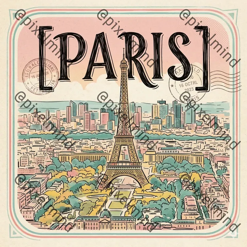 Handdrawn Vintage Travel Postcards