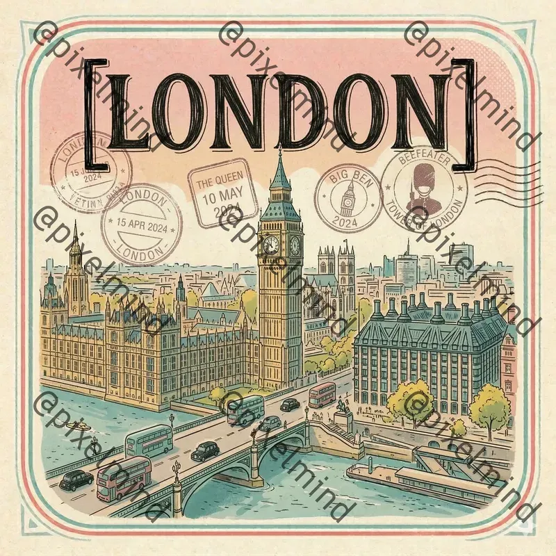 Handdrawn Vintage Travel Postcards