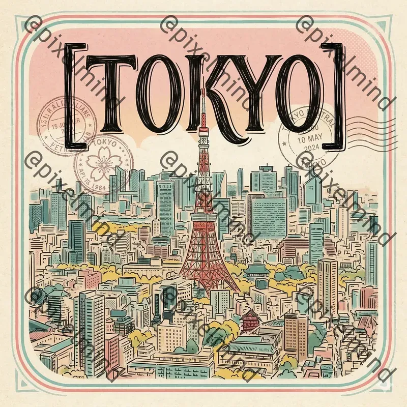 Handdrawn Vintage Travel Postcards