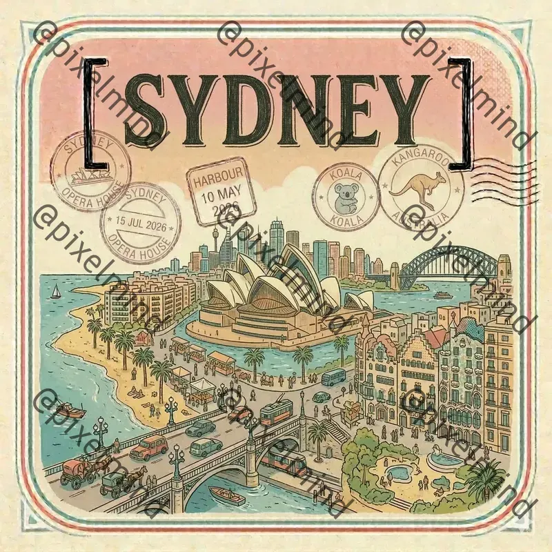 Handdrawn Vintage Travel Postcards