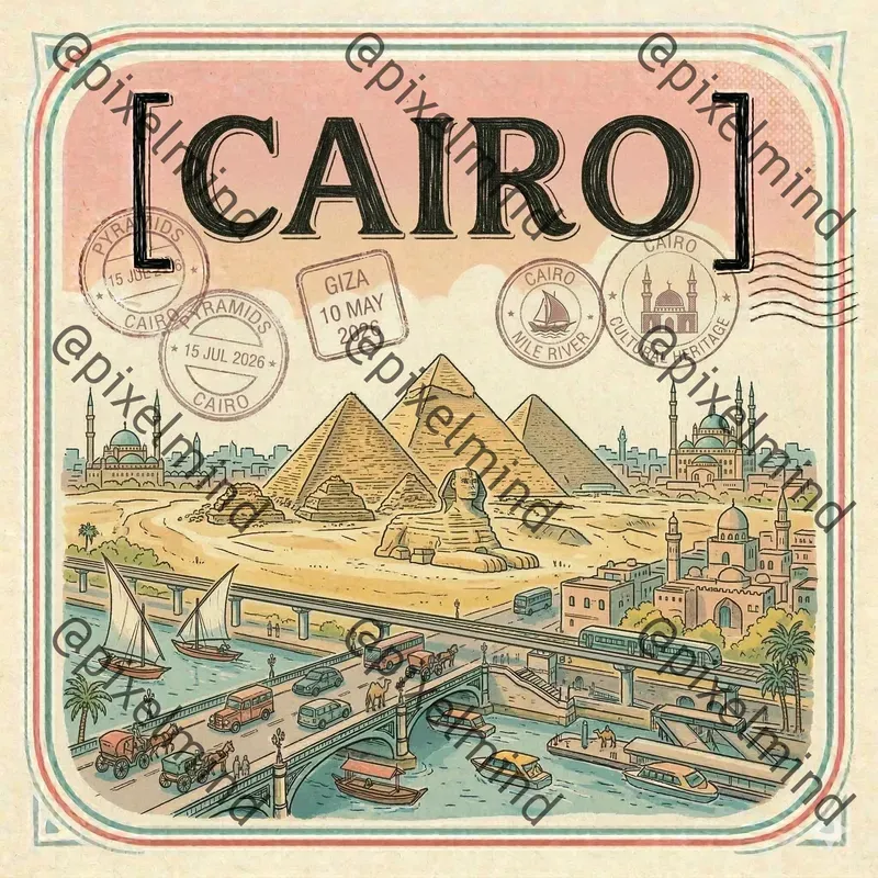 Handdrawn Vintage Travel Postcards