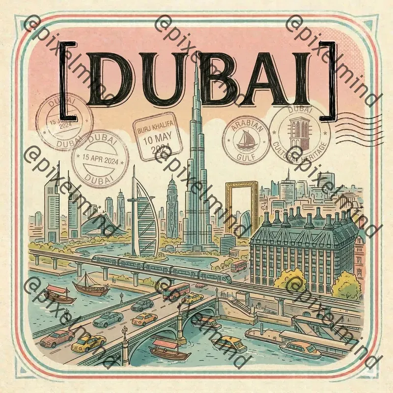 Handdrawn Vintage Travel Postcards