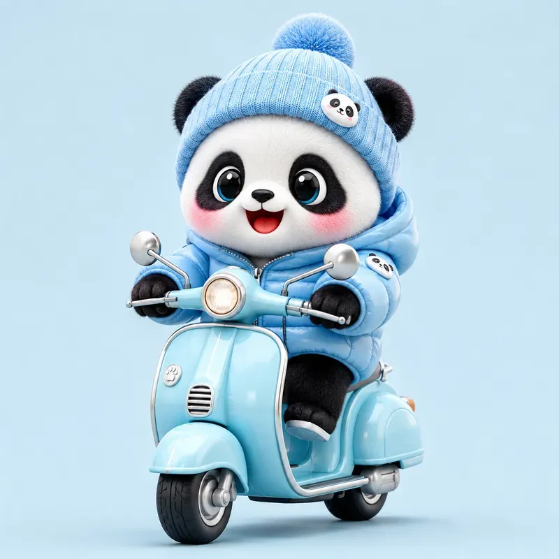 Cute Winter Mascot Scooters