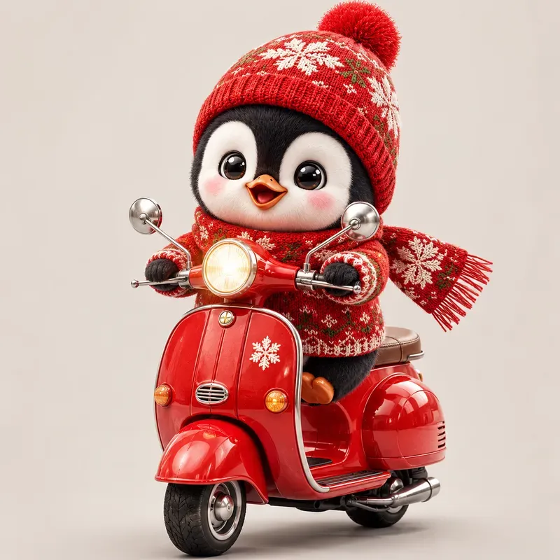 Cute Winter Mascot Scooters