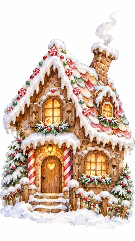 Winter Cottage Watercolor Cliparts