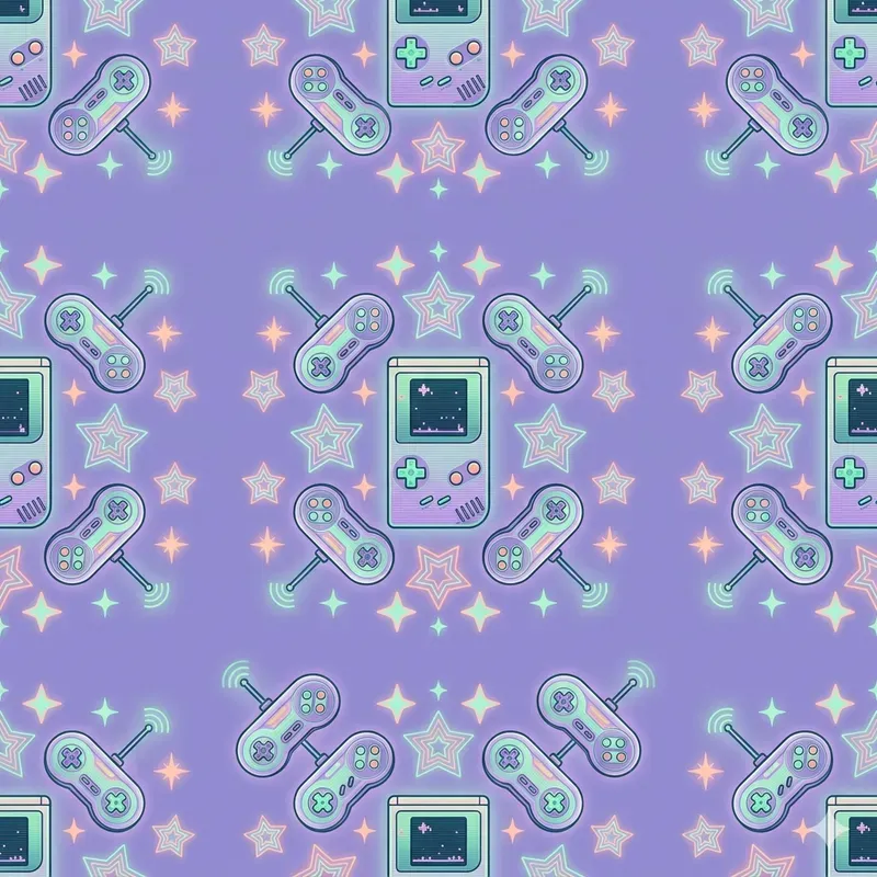 Pastel Vaporwave Gaming Icon Patterns