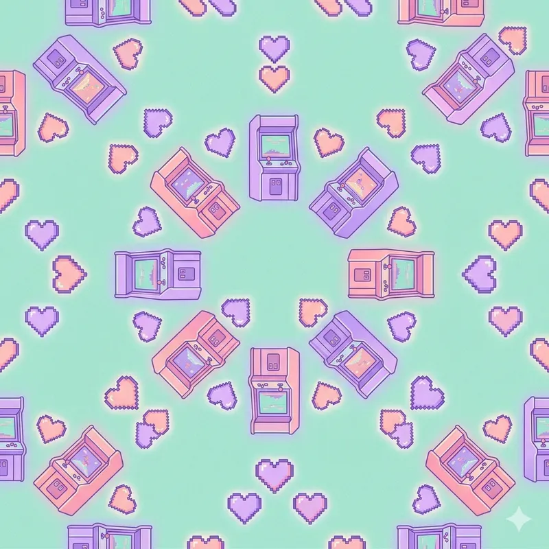 Pastel Vaporwave Gaming Icon Patterns
