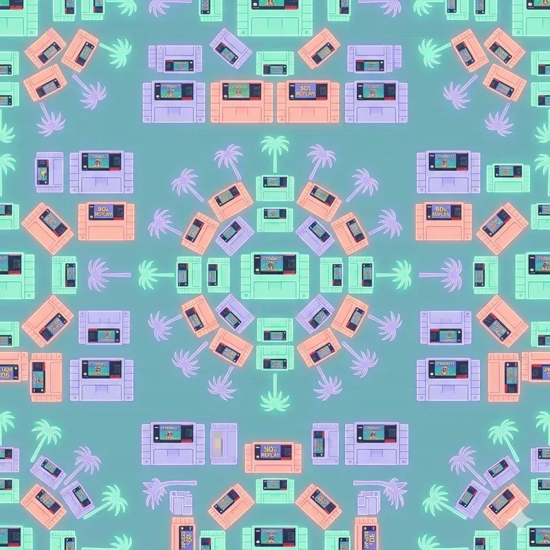 Pastel Vaporwave Gaming Icon Patterns