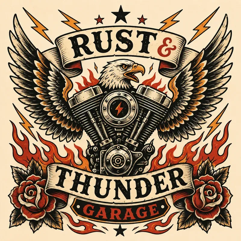 Vintage Biker Tattoo Logo Generator