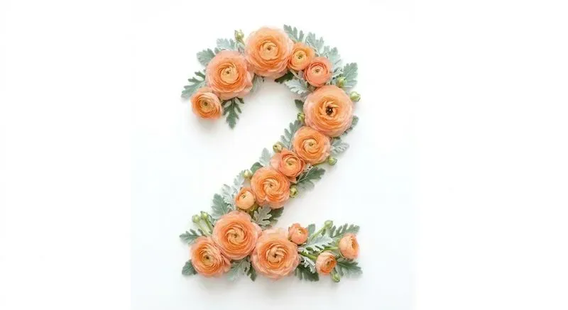 Floral Flat Lay Numbers Symbols