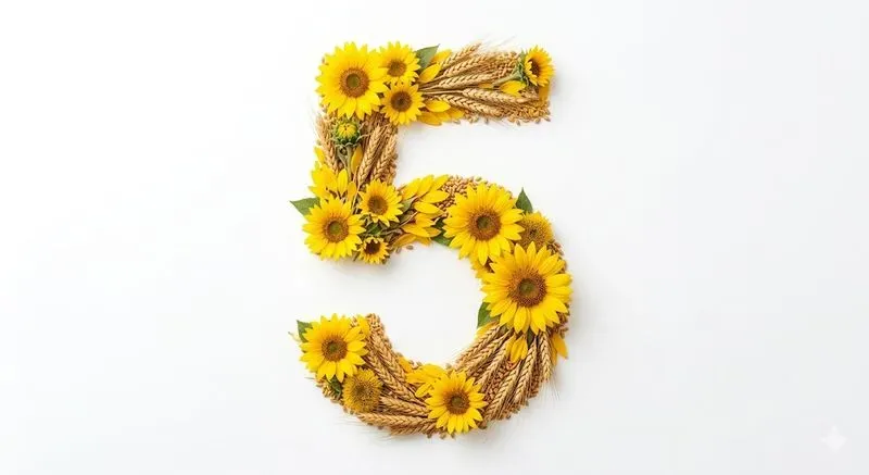 Floral Flat Lay Numbers Symbols