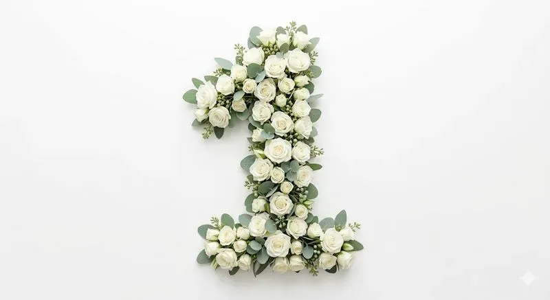 Floral Flat Lay Numbers Symbols
