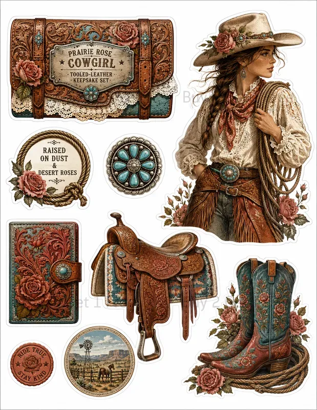 Cowgirl Fussycut Ephemera Sheets