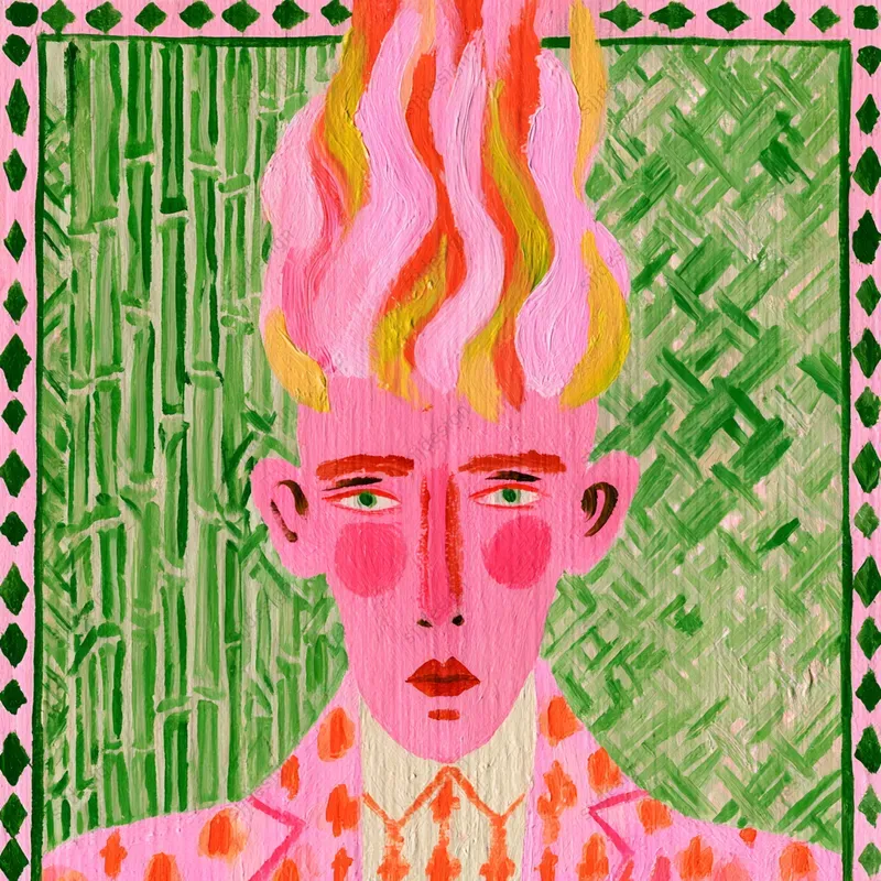 Pink Green Folk Illustrations