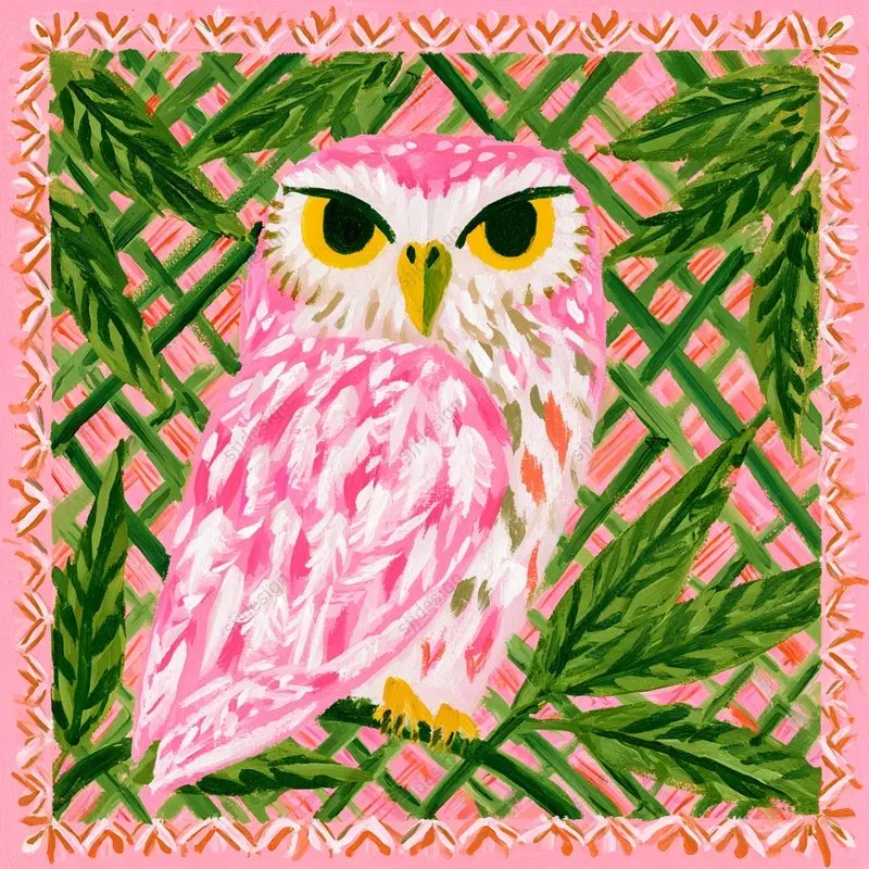 Pink Green Folk Illustrations