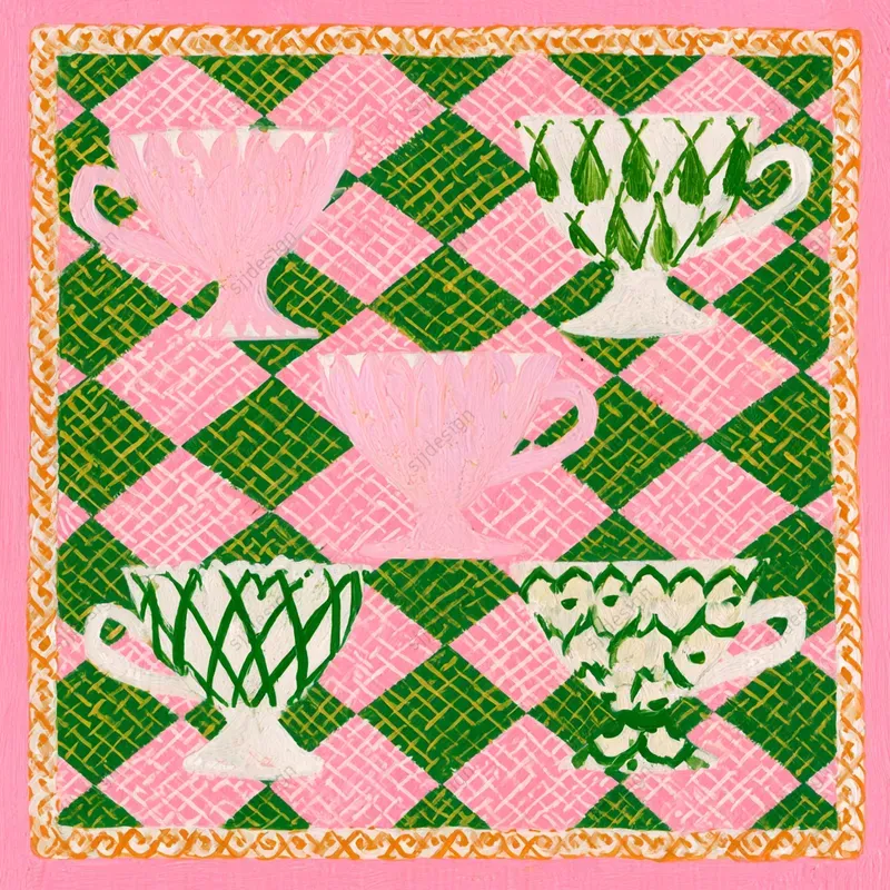 Pink Green Folk Illustrations