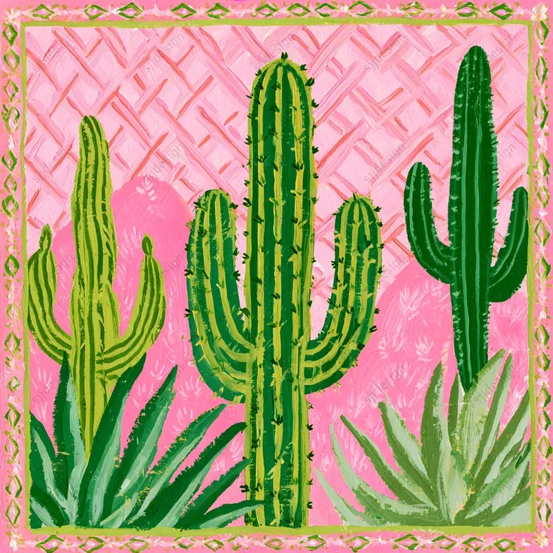 Pink Green Folk Illustrations