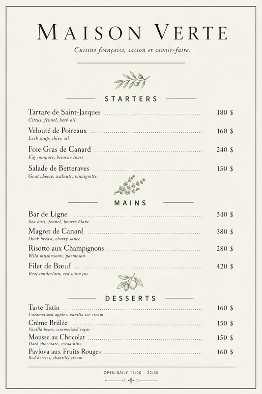 Restaurant Menu Poster Generator