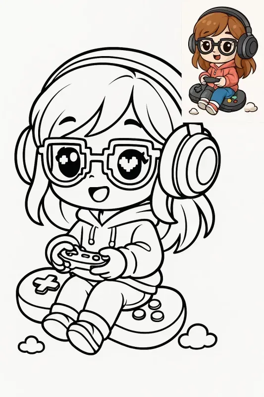 Chibi Girls Coloring Page Bundles