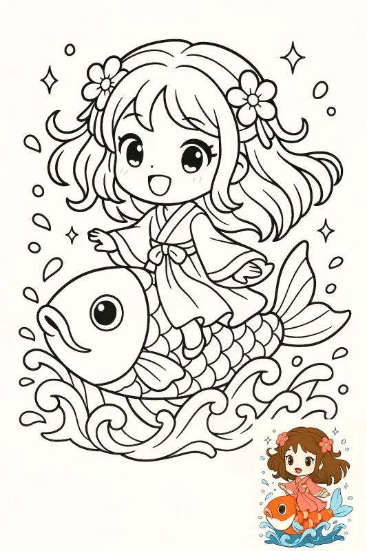 Chibi Girls Coloring Page Bundles