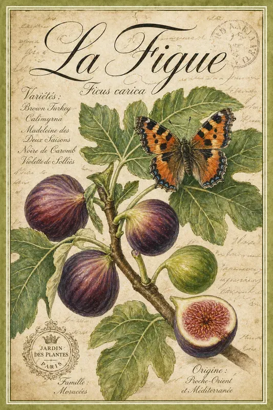 Vintage Botanical Fruit Butterfly Art
