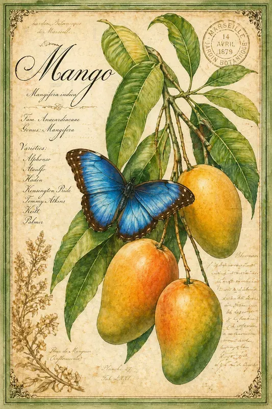 Vintage Botanical Fruit Butterfly Art