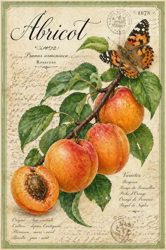 Vintage Botanical Fruit Butterfly Art