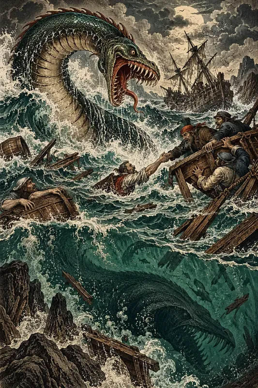Dark Ocean Horror Engravings