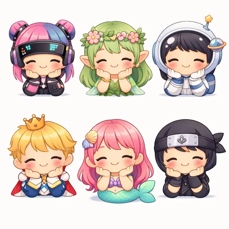 Cute Chibi Characters Grids