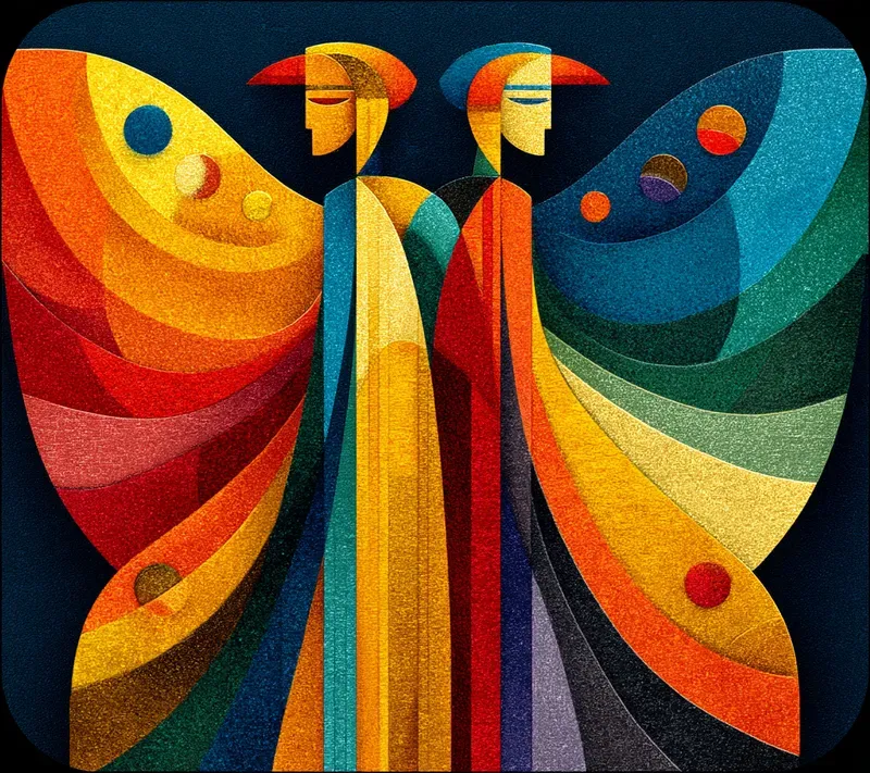 Nostalgic Cubist Rainbow Icon Art