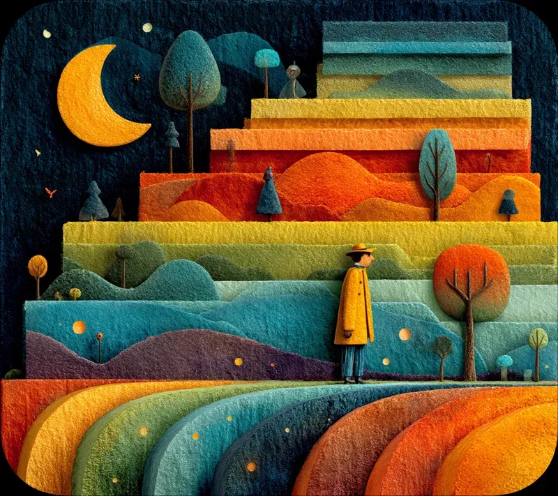 Nostalgic Cubist Rainbow Icon Art