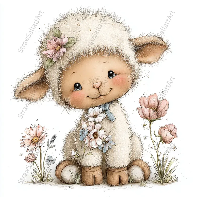 Spring Baby Animals Easter Cards Clipart