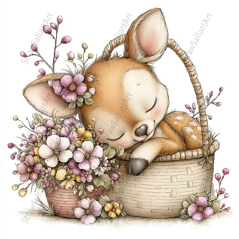 Spring Baby Animals Easter Cards Clipart