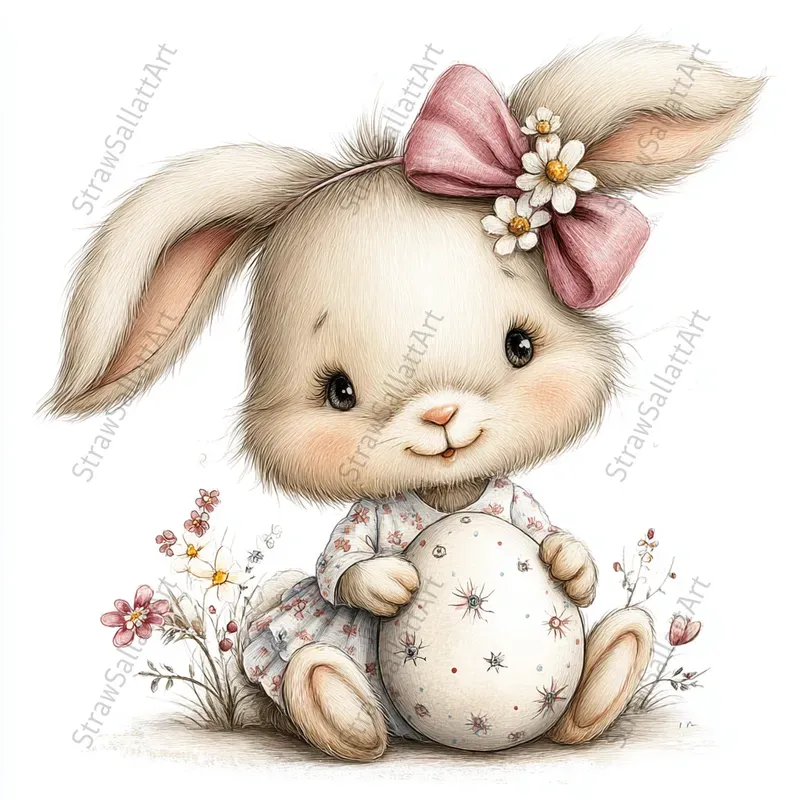 Spring Baby Animals Easter Cards Clipart