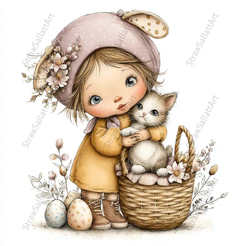 Spring Baby Animals Easter Cards Clipart