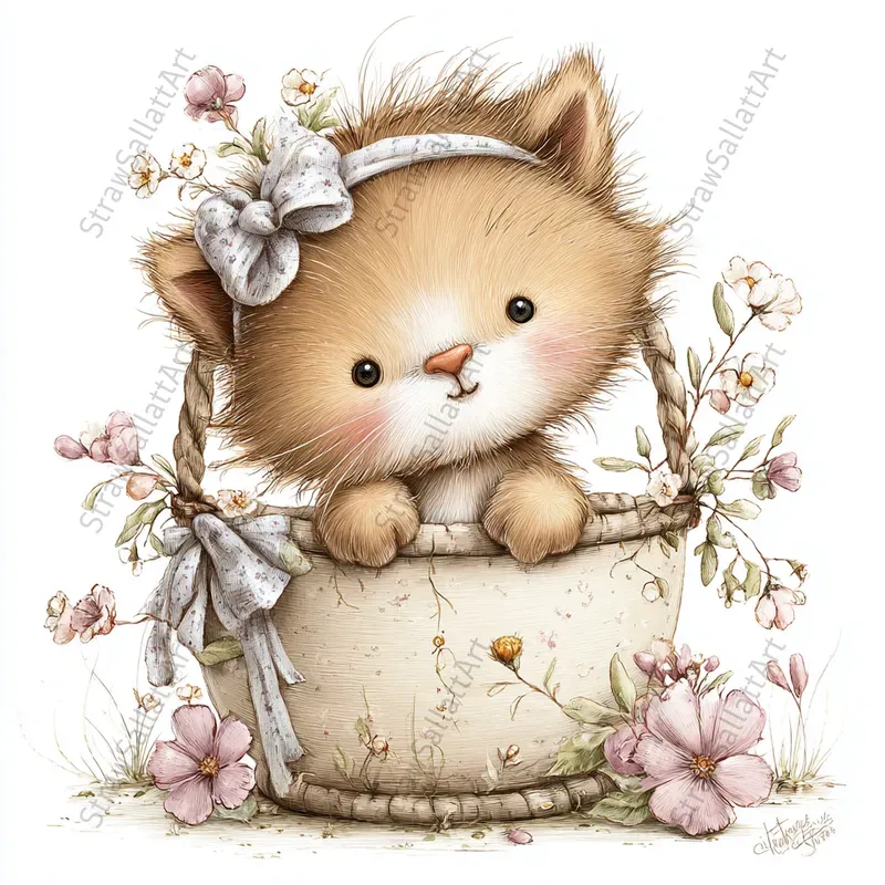 Spring Baby Animals Easter Cards Clipart