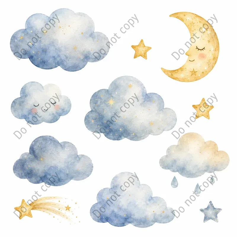 Watercolor Cloud Sky Clipart Sets