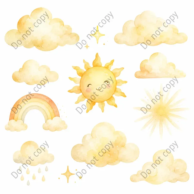 Watercolor Cloud Sky Clipart Sets